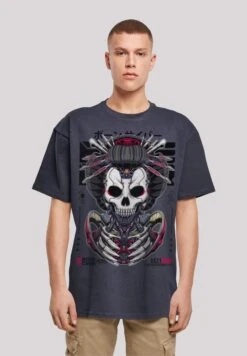 F4NT4STIC Bone Cyber Neogeisha Cyberpunk Styles - T-Shirt Print - Navy