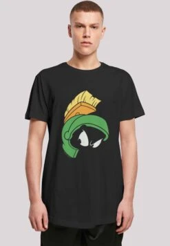 F4NT4STIC Long Cut Looney Tunes Marvin The Martian Face - T-Shirt Print - Black