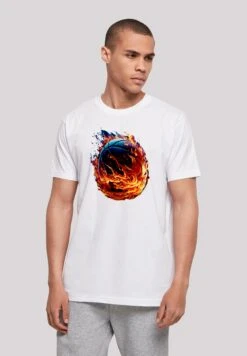 F4NT4STIC Basketball On Fire - T-Shirt Print - Weiß