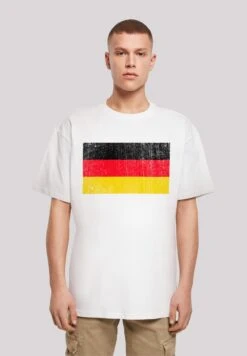 F4NT4STIC Deutschland Flagge Distressed - T-Shirt Print - Weiß