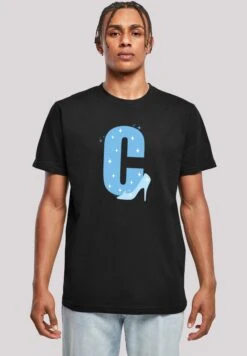 F4NT4STIC Disney Alphabet C Is For Cinderella- T-Shirt Print - Black
