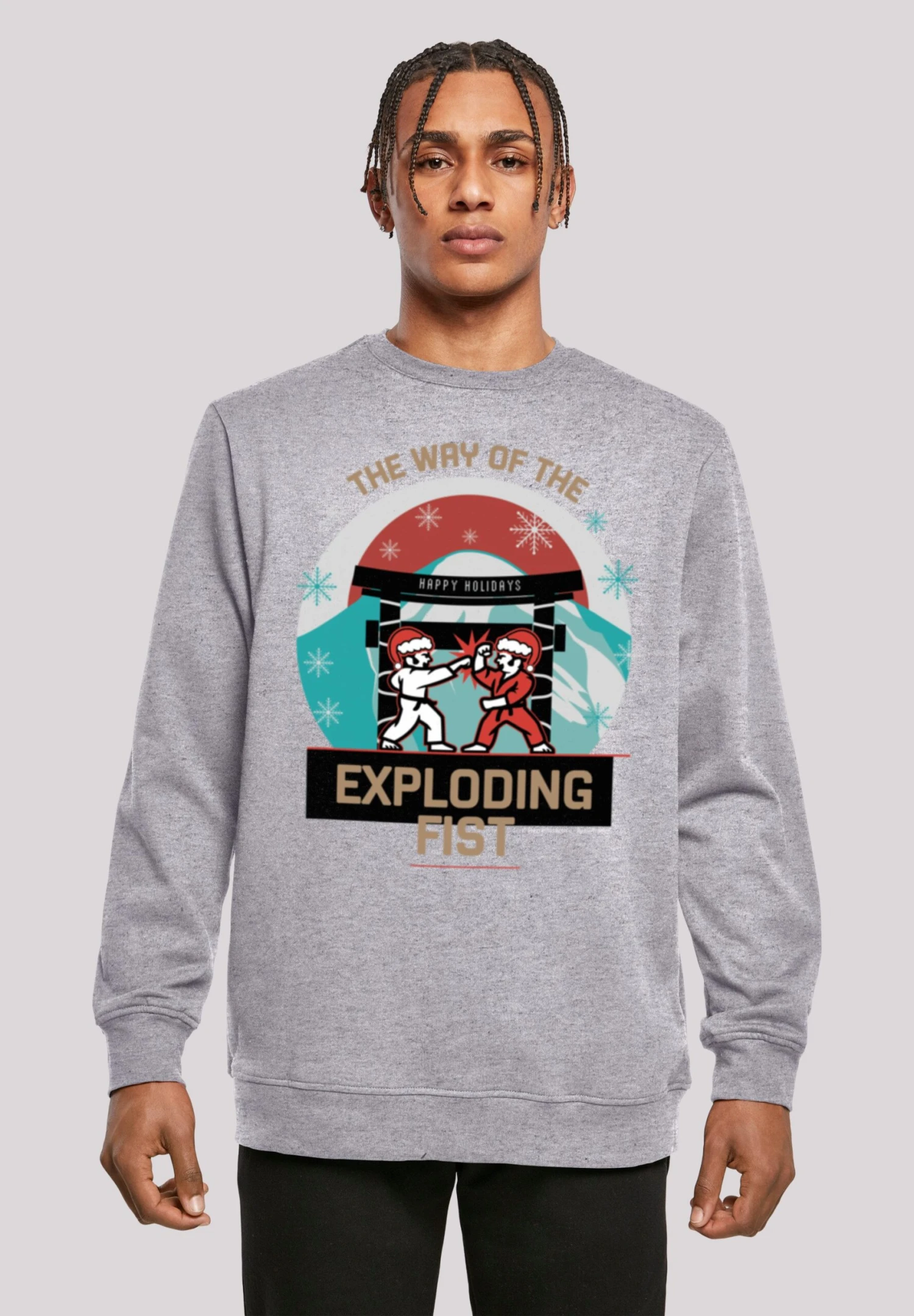 F4NT4STIC Retro Gaming Way Of The Exploding Fist Christmas Design - Sweater - Heather Grey 3 F4NT4STIC Retro Gaming Way Of The Exploding Fist Christmas Design - Sweater - Heather Grey