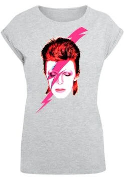 F4NT4STIC David Bowie Aladdin Sane Lightning Bolt - T-Shirt Print - Heather Grey