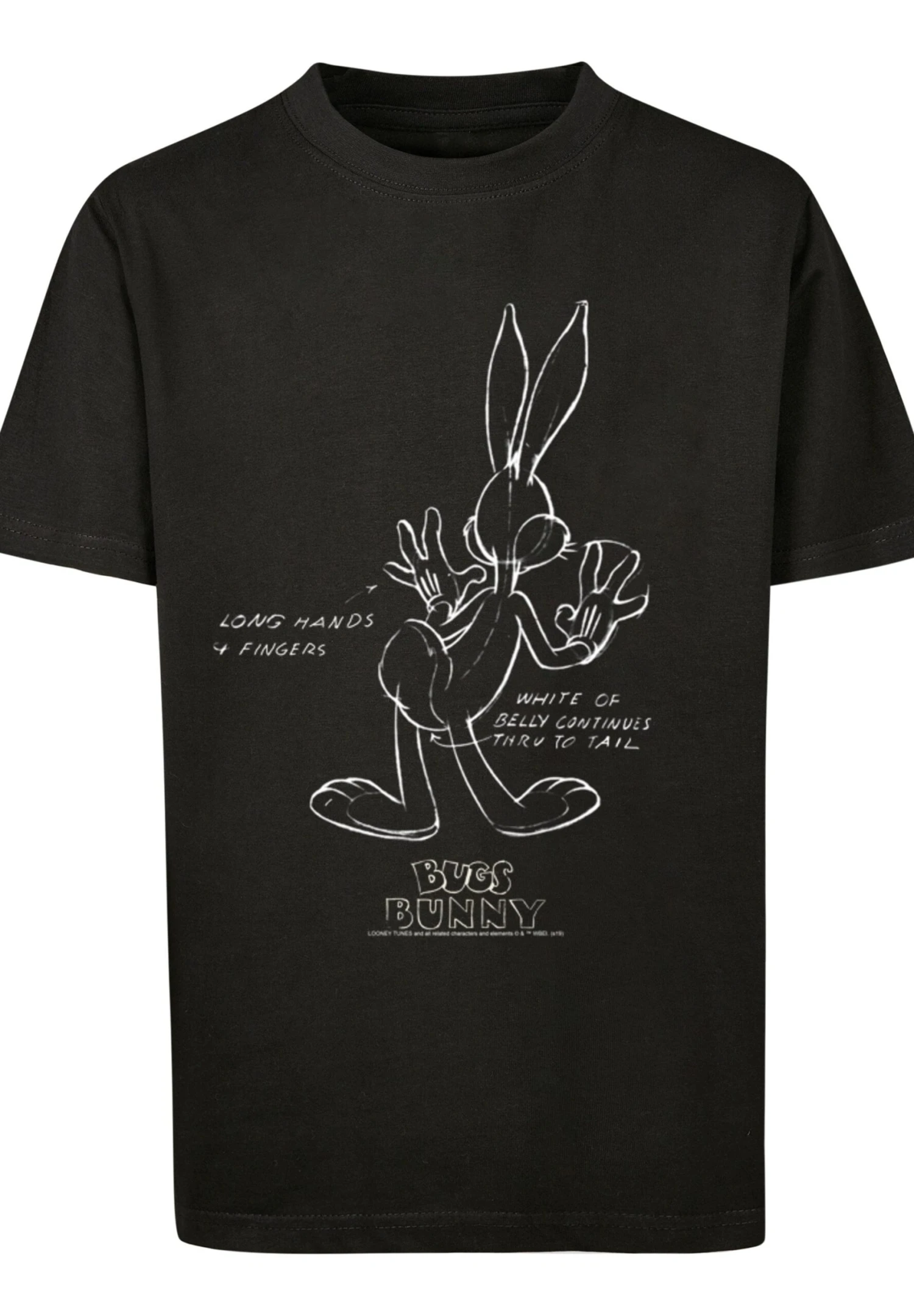 F4NT4STIC Looney Tunes Bugs Bunny White Belly - T-Shirt Print - Black 8 F4NT4STIC Looney Tunes Bugs Bunny White Belly - T-Shirt Print - Black - Afbeelding 6