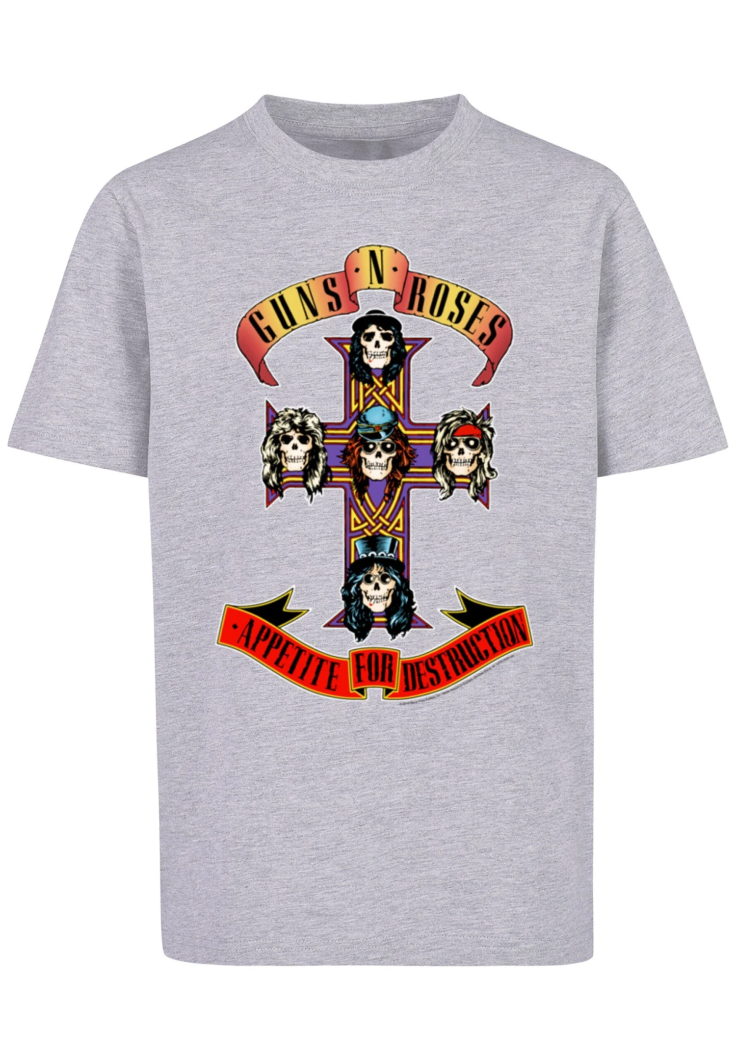 F4NT4STIC Guns 'N' Roses Band Appetite For Destruction - T-Shirt Print - Heather Grey 8 F4NT4STIC Guns 'N' Roses Band Appetite For Destruction - T-Shirt Print - Heather Grey - Afbeelding 6