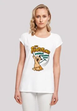 F4NT4STIC Extended ShoulderDie Familie Feuerstein Fred Yabba Dabb - T-Shirt Print - White