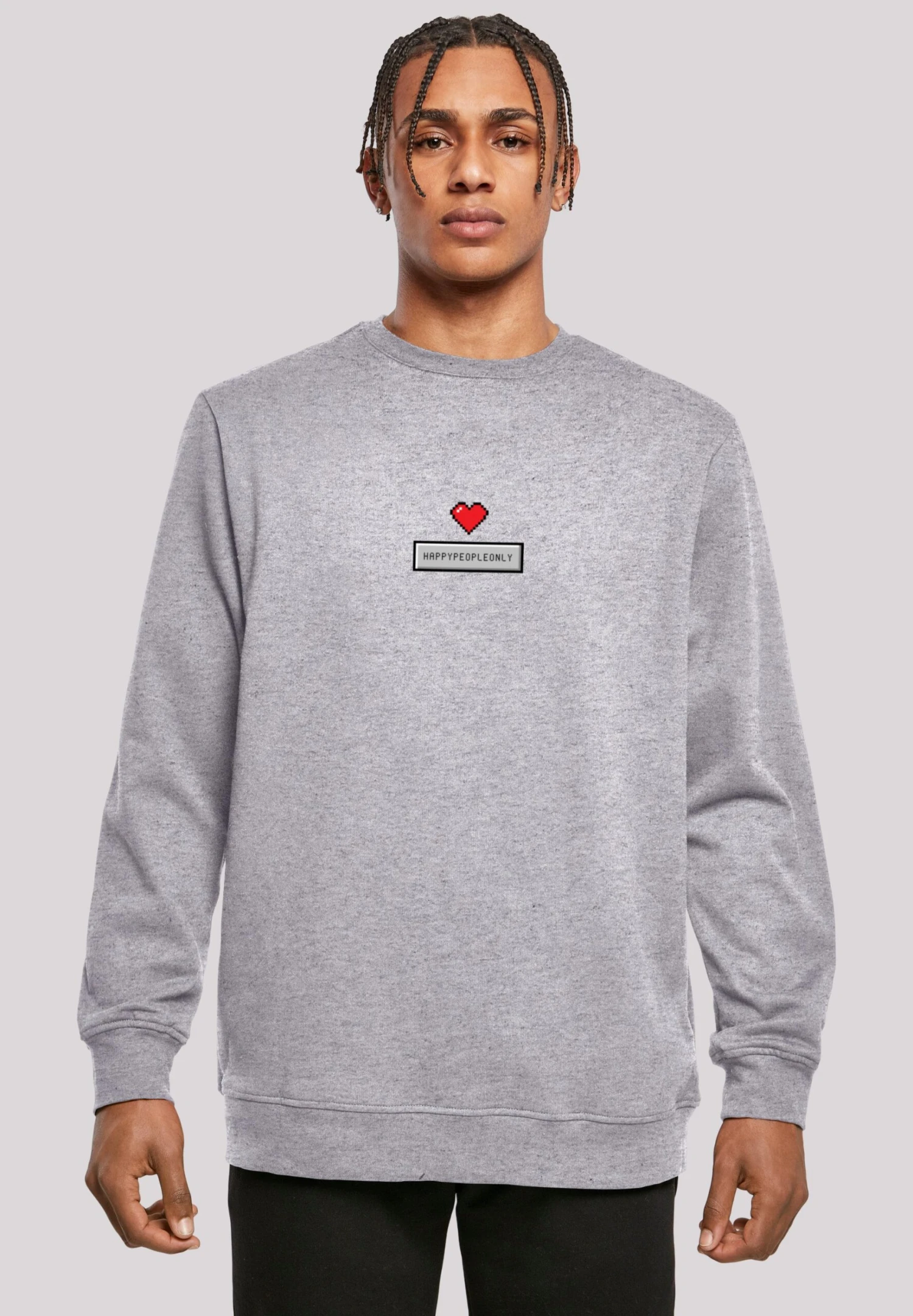 F4NT4STIC Pixel Herz Happy New Year Silvester - Sweater - Heather Grey 5 F4NT4STIC Pixel Herz Happy New Year Silvester - Sweater - Heather Grey - Afbeelding 3
