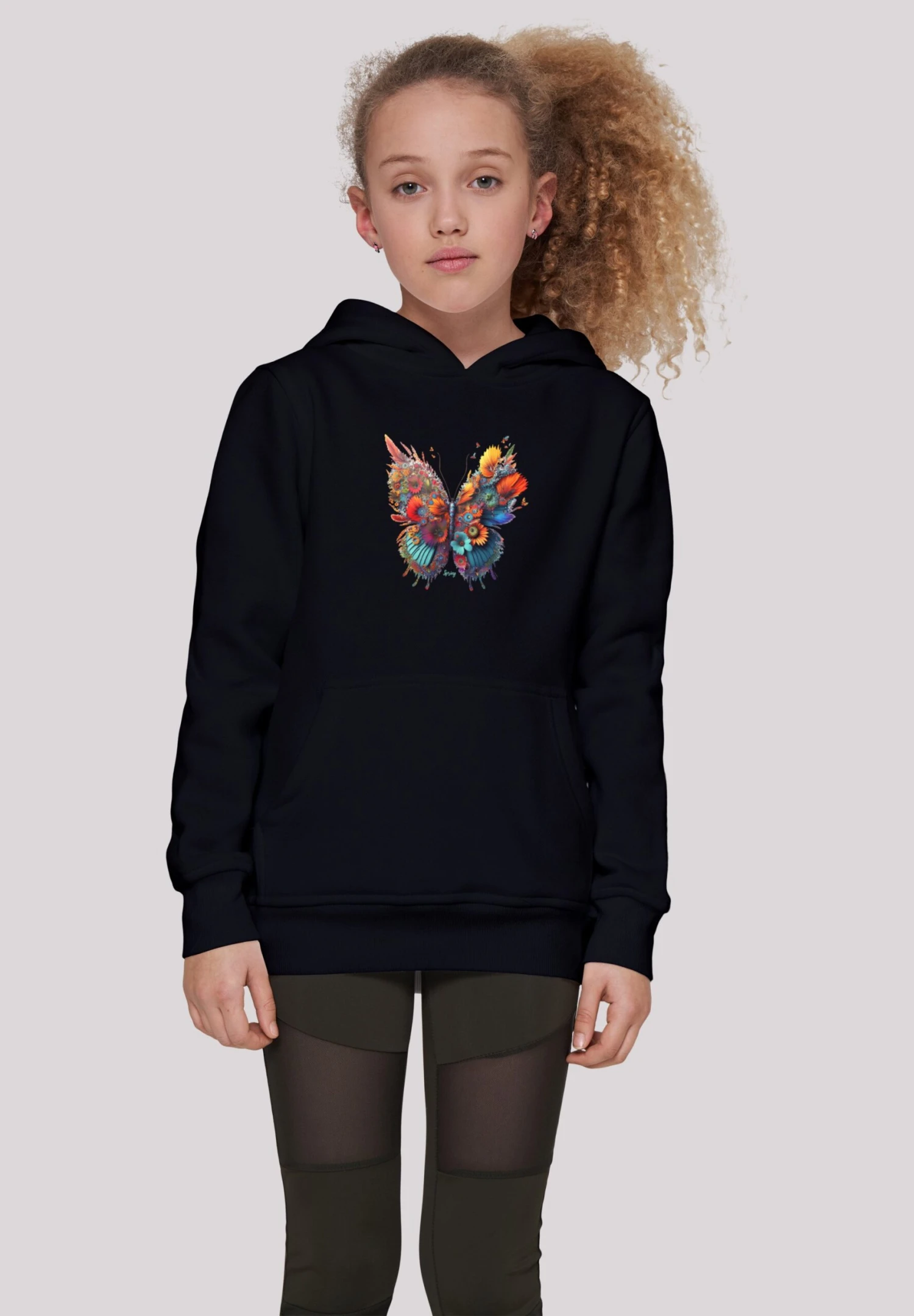 F4NT4STIC Schmetterling Blumen Unisex - Hoodie - Schwarz 4 F4NT4STIC Schmetterling Blumen Unisex - Hoodie - Schwarz - Afbeelding 2