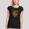 F4NT4STIC Extended Shoulder Dc Comics Superman Shield - T-Shirt Print - Black