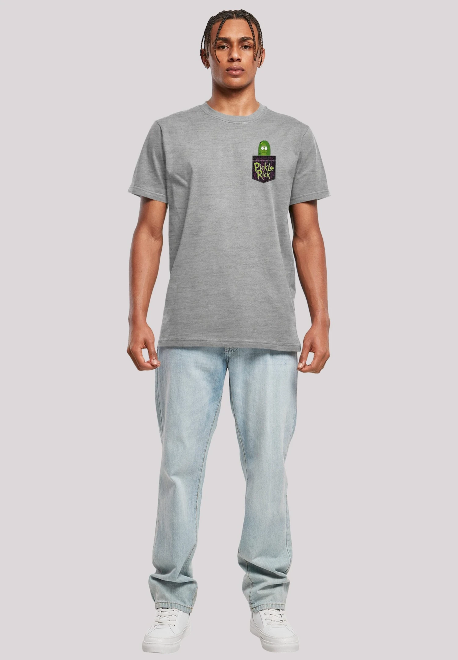 F4NT4STIC Rick And Morty Pickle Rick - T-Shirt Print - Heather Grey 4 F4NT4STIC Rick And Morty Pickle Rick - T-Shirt Print - Heather Grey - Afbeelding 2