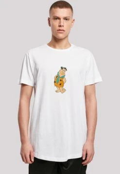 F4NT4STIC Long Cut Familie Feuerstein Fred Flintstone Kick - T-Shirt Print - White