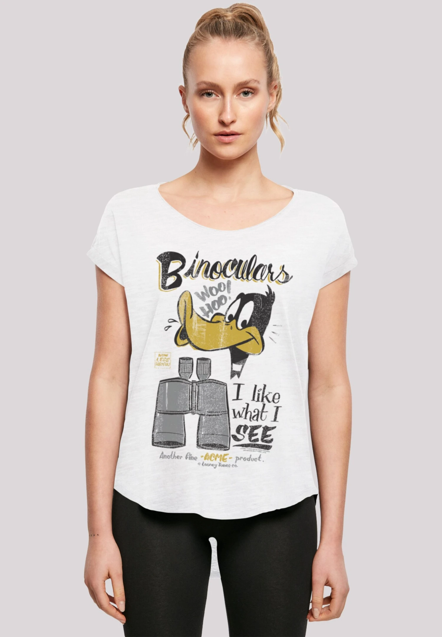 F4NT4STIC Looney Tunes Daffy Duck Binoculars Vintage - T-Shirt Print - White 3 F4NT4STIC Looney Tunes Daffy Duck Binoculars Vintage - T-Shirt Print - White