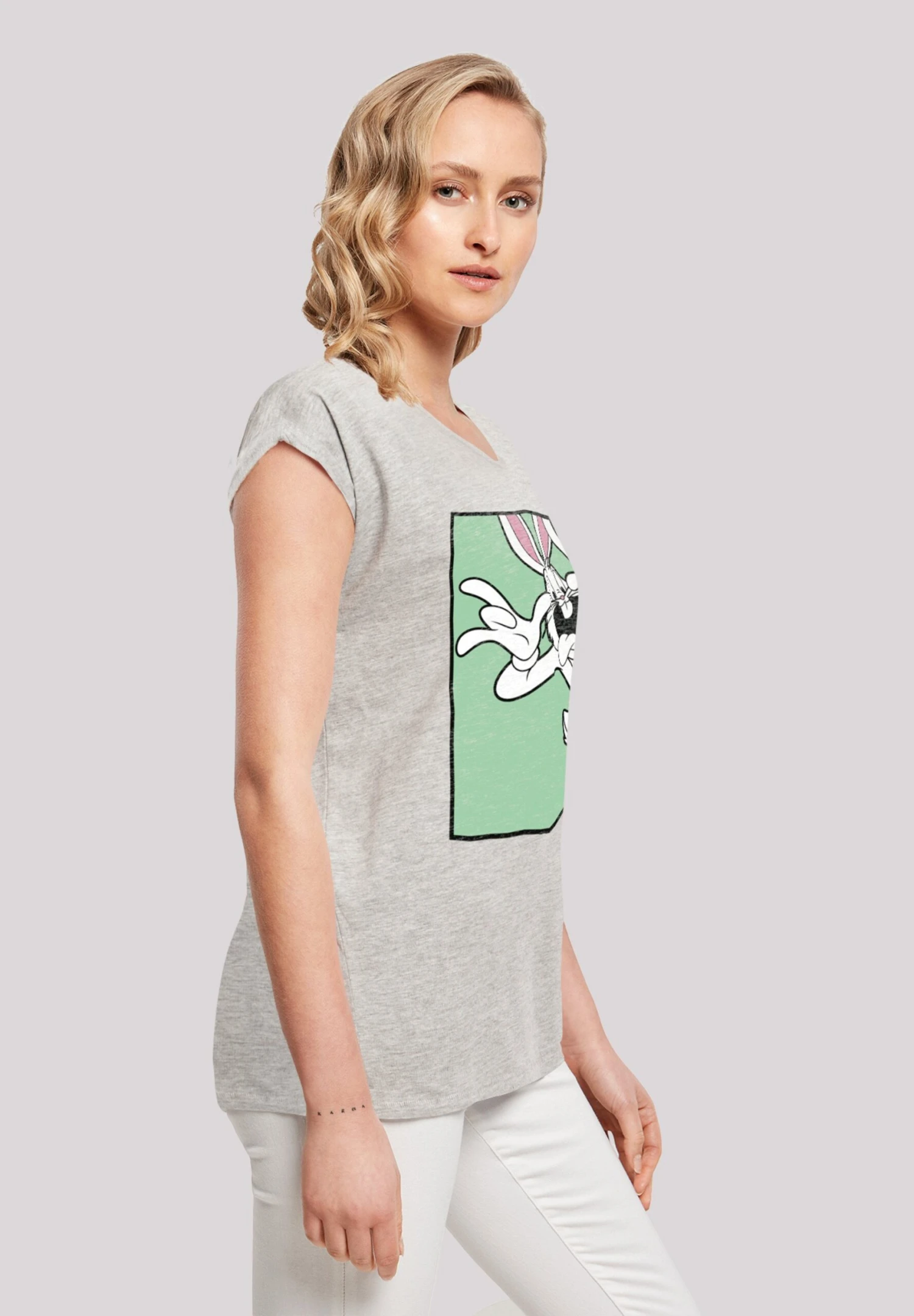 F4NT4STIC Looney Tunes Bugs Bunny Funny Face - T-Shirt Print - Heather Grey 7 F4NT4STIC Looney Tunes Bugs Bunny Funny Face - T-Shirt Print - Heather Grey - Afbeelding 5