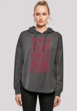 F4NT4STIC Blumen Muster Rot - Hoodie - Charcoal