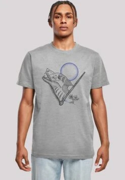 F4NT4STIC Harry Potter Werewolf Line Art - T-Shirt Print - Heather Grey