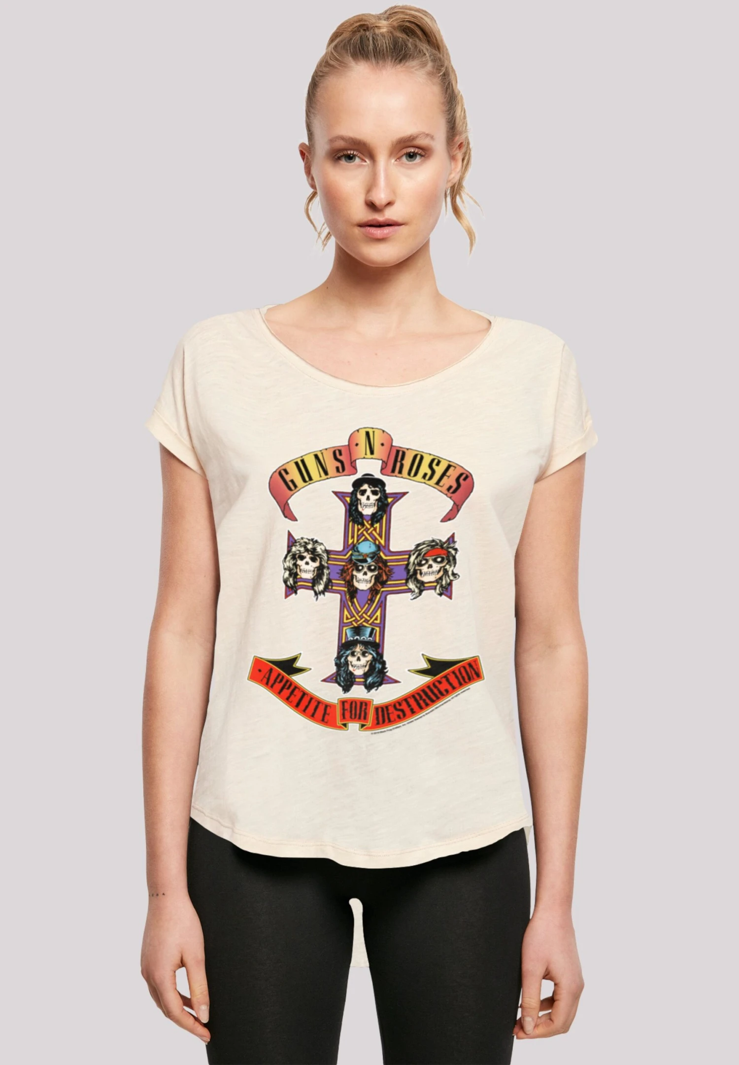 F4NT4STIC Guns 'N' Roses Band Appetite For Destruction - T-Shirt Print - Whitesand 3 F4NT4STIC Guns 'N' Roses Band Appetite For Destruction - T-Shirt Print - Whitesand