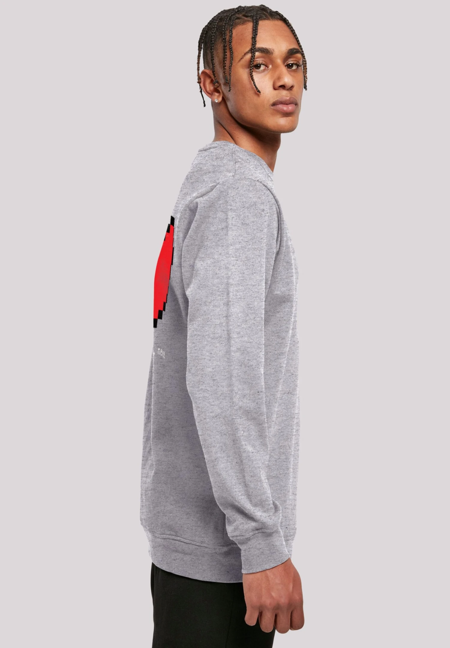 F4NT4STIC Pixel Herz Happy New Year Silvester - Sweater - Heather Grey 6 F4NT4STIC Pixel Herz Happy New Year Silvester - Sweater - Heather Grey - Afbeelding 4