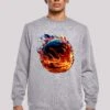 F4NT4STIC Basketball On Fire Sport Crew - Sweater - Heather Grey