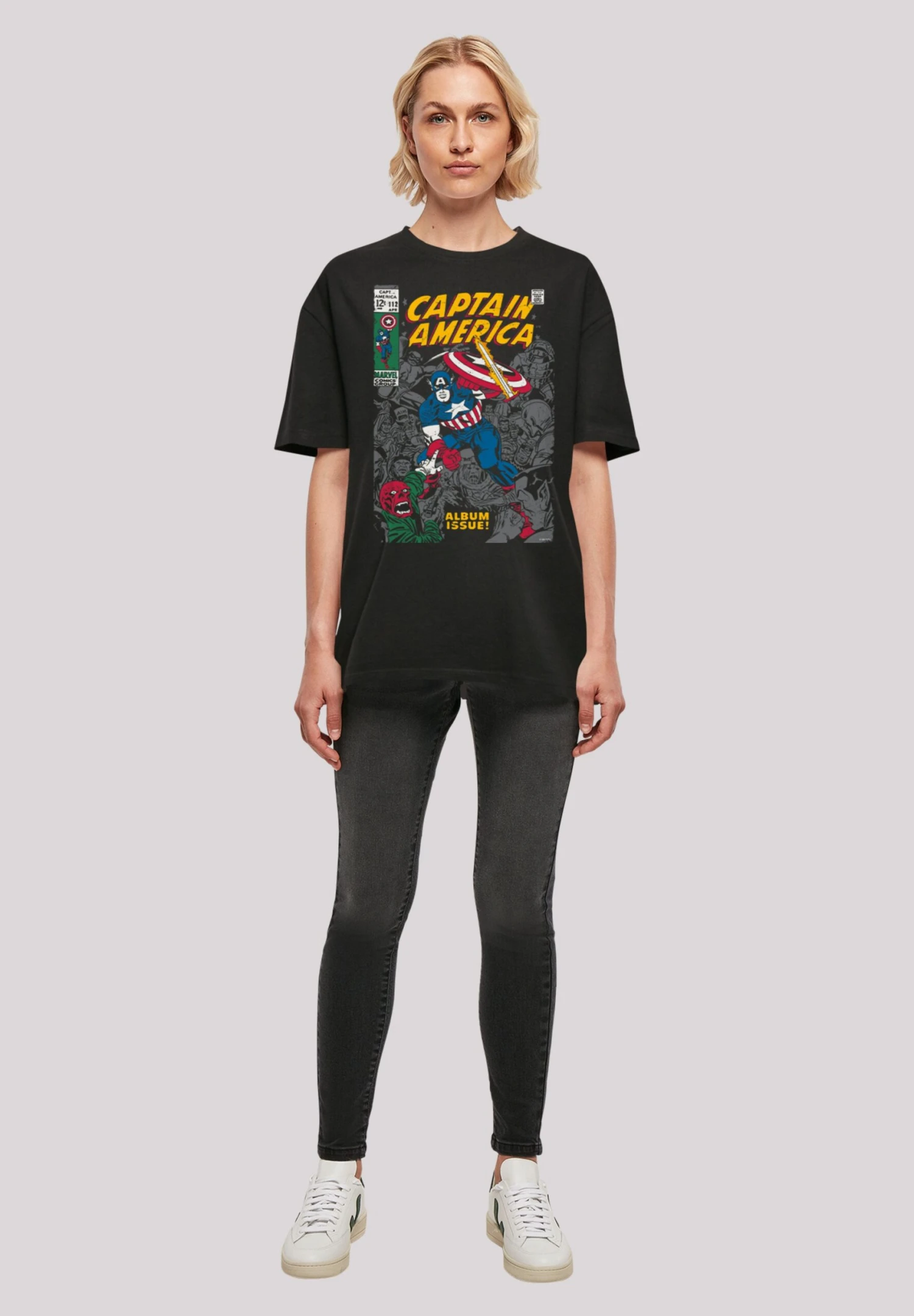 F4NT4STIC Marvel Captain America Album Issue Cover - T-Shirt Print - Black 4 F4NT4STIC Marvel Captain America Album Issue Cover - T-Shirt Print - Black - Afbeelding 2