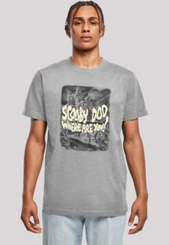 F4NT4STIC Scooby Doo Zeichentrickserie Scary Castle - T-Shirt Print - Heather Grey