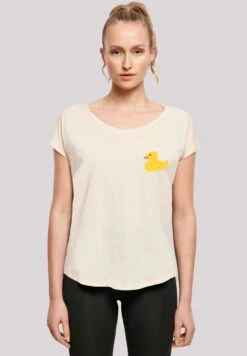 F4NT4STIC Yellow Rubber Duck Long- T-Shirt Print - Whitesand