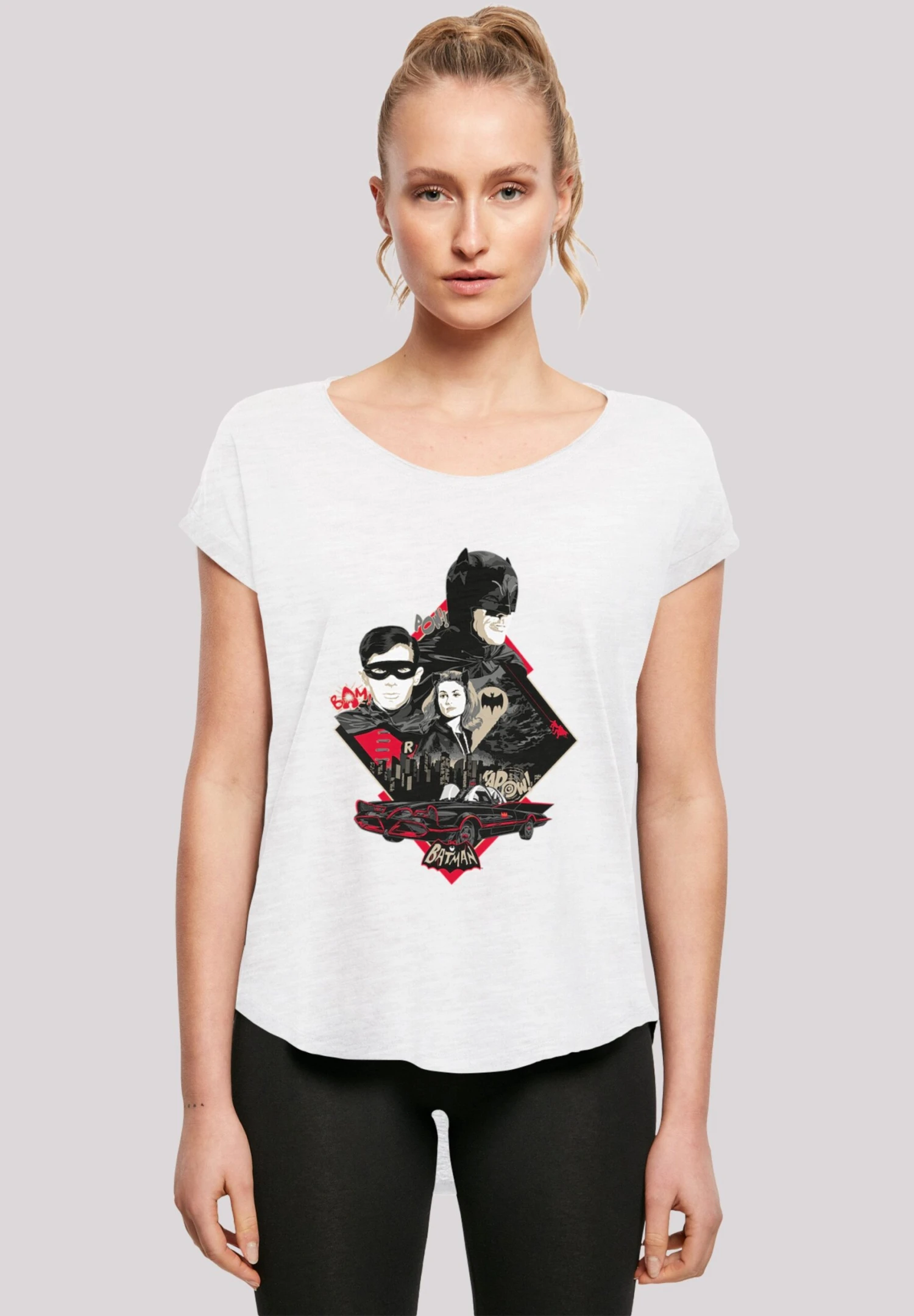 F4NT4STIC Batman Tv Series Character Skyline Wht With Long S - T-Shirt Print - White 3 F4NT4STIC Batman Tv Series Character Skyline Wht With Long S - T-Shirt Print - White