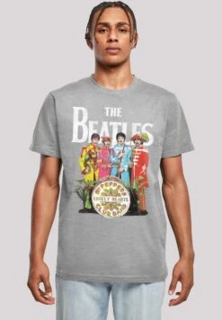 F4NT4STIC The Beatles Band Sgt Pepper- T-Shirt Print - Heather Grey