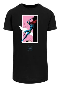 F4NT4STIC Long Cut Marvel Comics Black Widow Roof Jump - T-Shirt Print - Black -F4Nt4Stic 68438f425c0b4f76b9841248166d8548