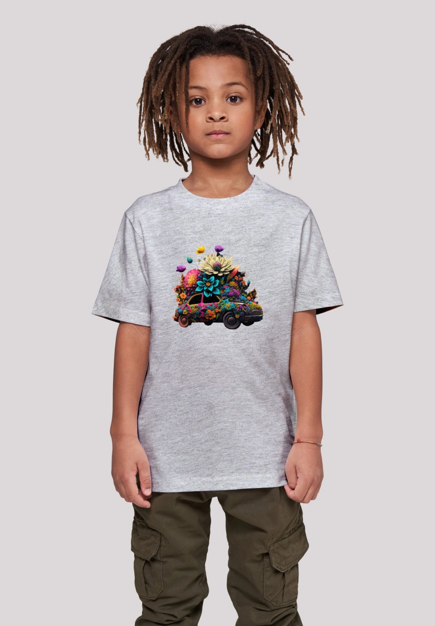 F4NT4STIC Blumen Auto Unisex Tee - T-Shirt Print - Heather Grey 4 F4NT4STIC Blumen Auto Unisex Tee - T-Shirt Print - Heather Grey - Afbeelding 2