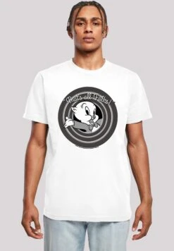 F4NT4STIC Looney Tunes Porky Pig That'S All Folks Schweinchen Dick - T-Shirt Print - White