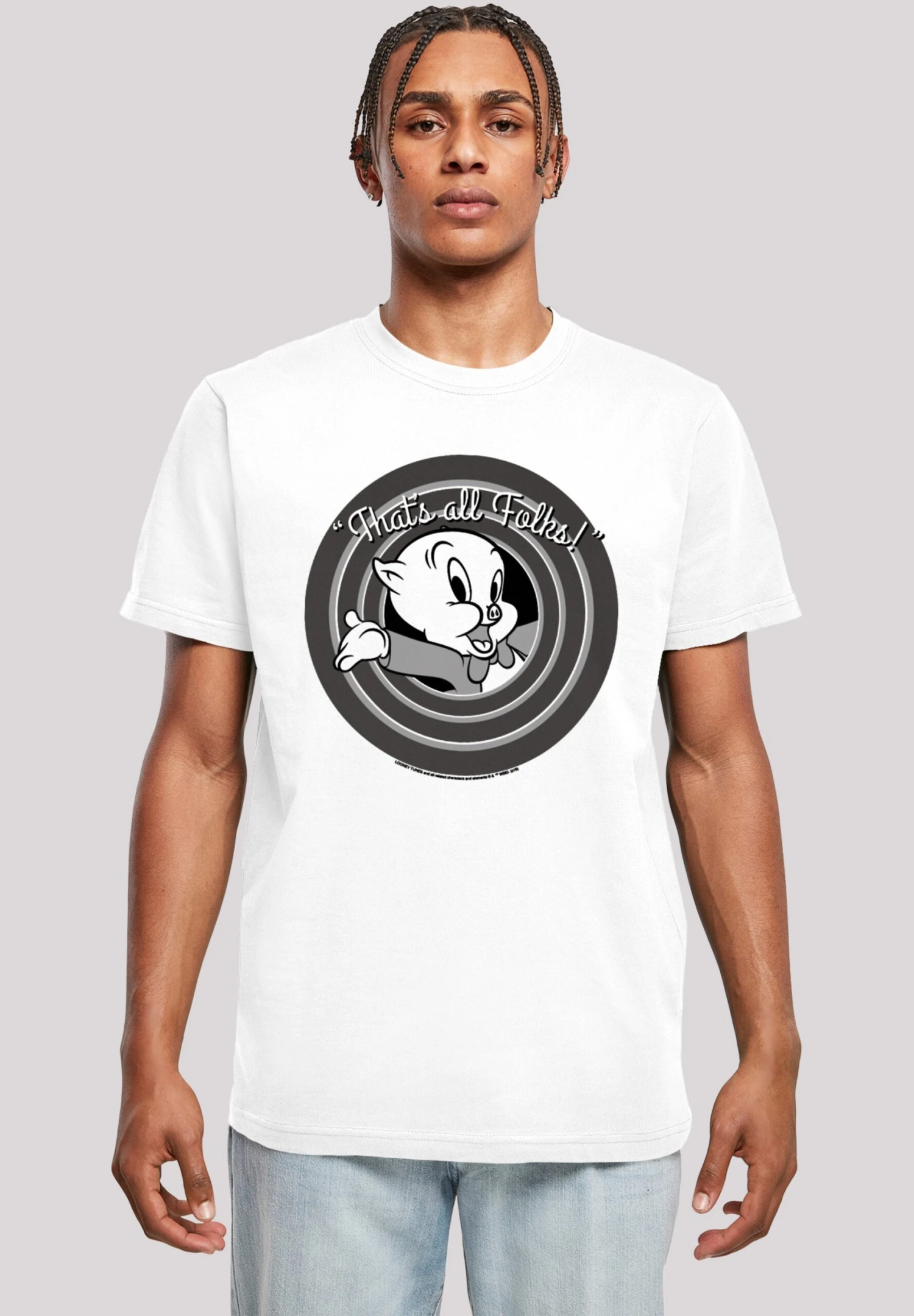 F4NT4STIC Looney Tunes Porky Pig That'S All Folks Schweinchen Dick - T-Shirt Print - White 3 F4NT4STIC Looney Tunes Porky Pig That'S All Folks Schweinchen Dick - T-Shirt Print - White