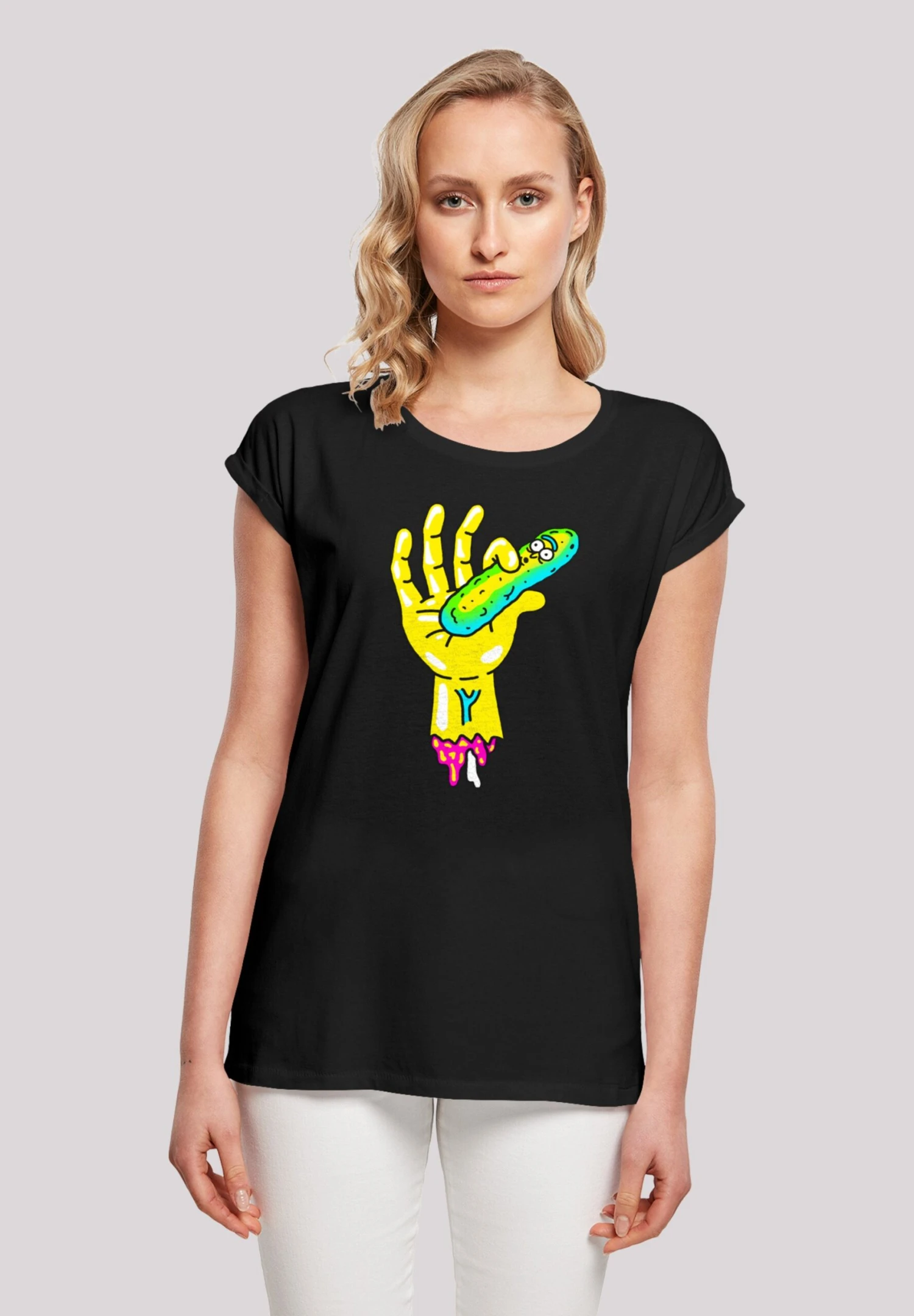 F4NT4STIC Rick And Morty Pickle Hand - T-Shirt Print - Black 3 F4NT4STIC Rick And Morty Pickle Hand - T-Shirt Print - Black