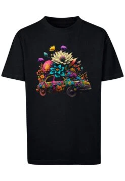 F4NT4STIC Blumen Auto Unisex Tee - T-Shirt Print - Schwarz -F4Nt4Stic 7af97f98350545d3a239356f86bc5d67