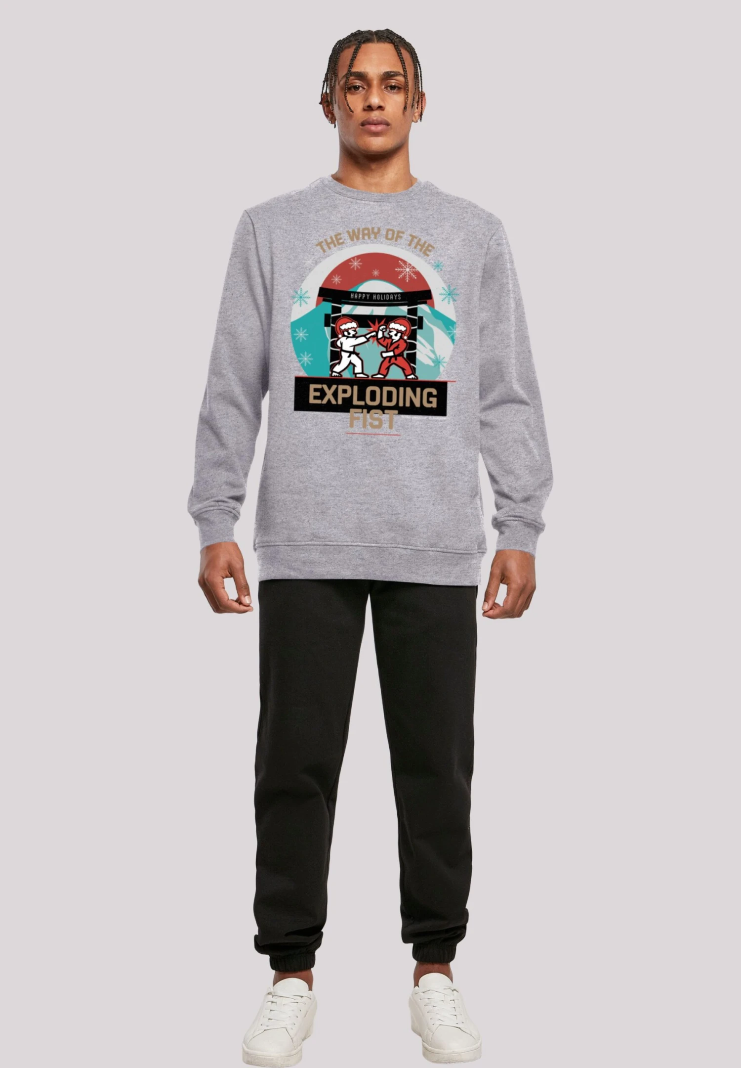 F4NT4STIC Retro Gaming Way Of The Exploding Fist Christmas Design - Sweater - Heather Grey 4 F4NT4STIC Retro Gaming Way Of The Exploding Fist Christmas Design - Sweater - Heather Grey - Afbeelding 2