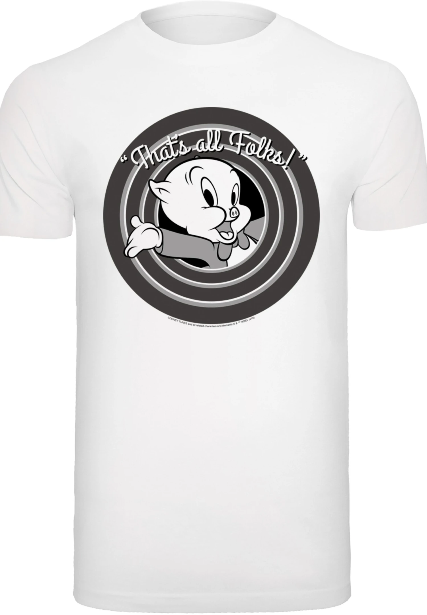 F4NT4STIC Looney Tunes Porky Pig That'S All Folks Schweinchen Dick - T-Shirt Print - White 8 F4NT4STIC Looney Tunes Porky Pig That'S All Folks Schweinchen Dick - T-Shirt Print - White - Afbeelding 6