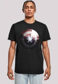 F4NT4STIC Marvel Captain America Shield Shiny - T-Shirt Print - Black