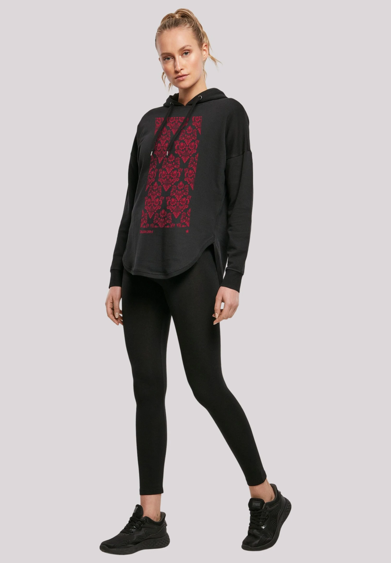 F4NT4STIC Blumen Muster Rot - Hoodie - Schwarz 4 F4NT4STIC Blumen Muster Rot - Hoodie - Schwarz - Afbeelding 2