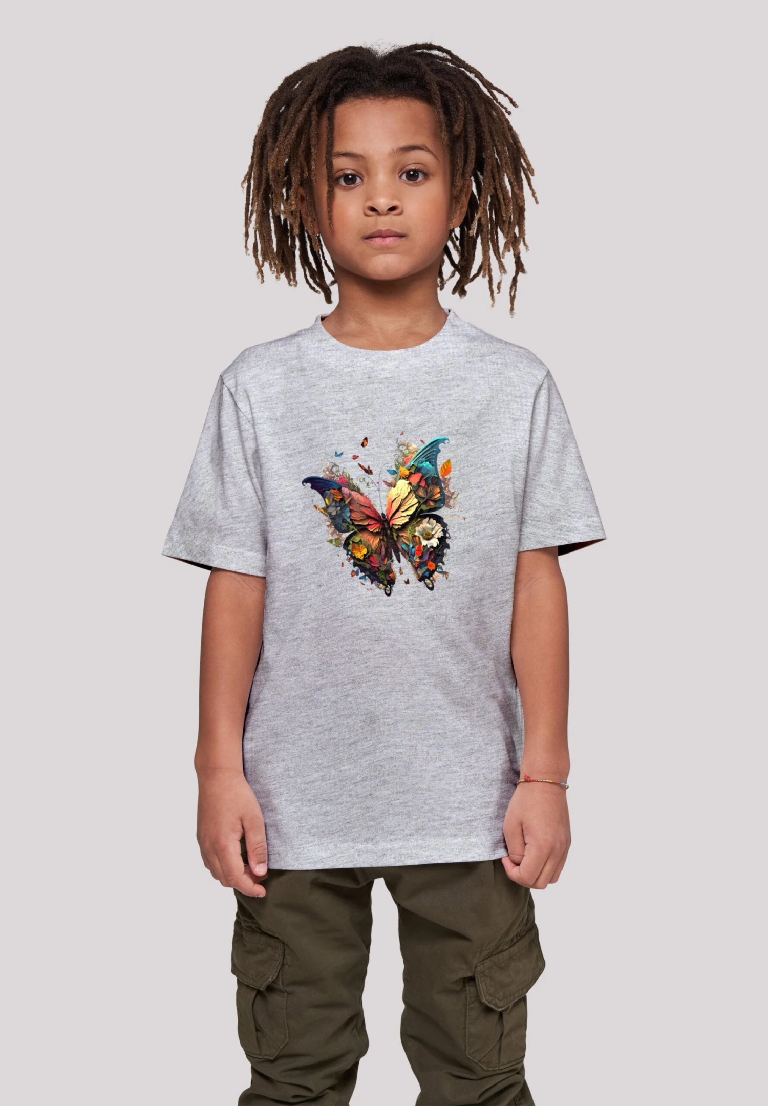 F4NT4STIC Schmetterling Bunt - T-Shirt Print - Heather Grey 4 F4NT4STIC Schmetterling Bunt - T-Shirt Print - Heather Grey - Afbeelding 2
