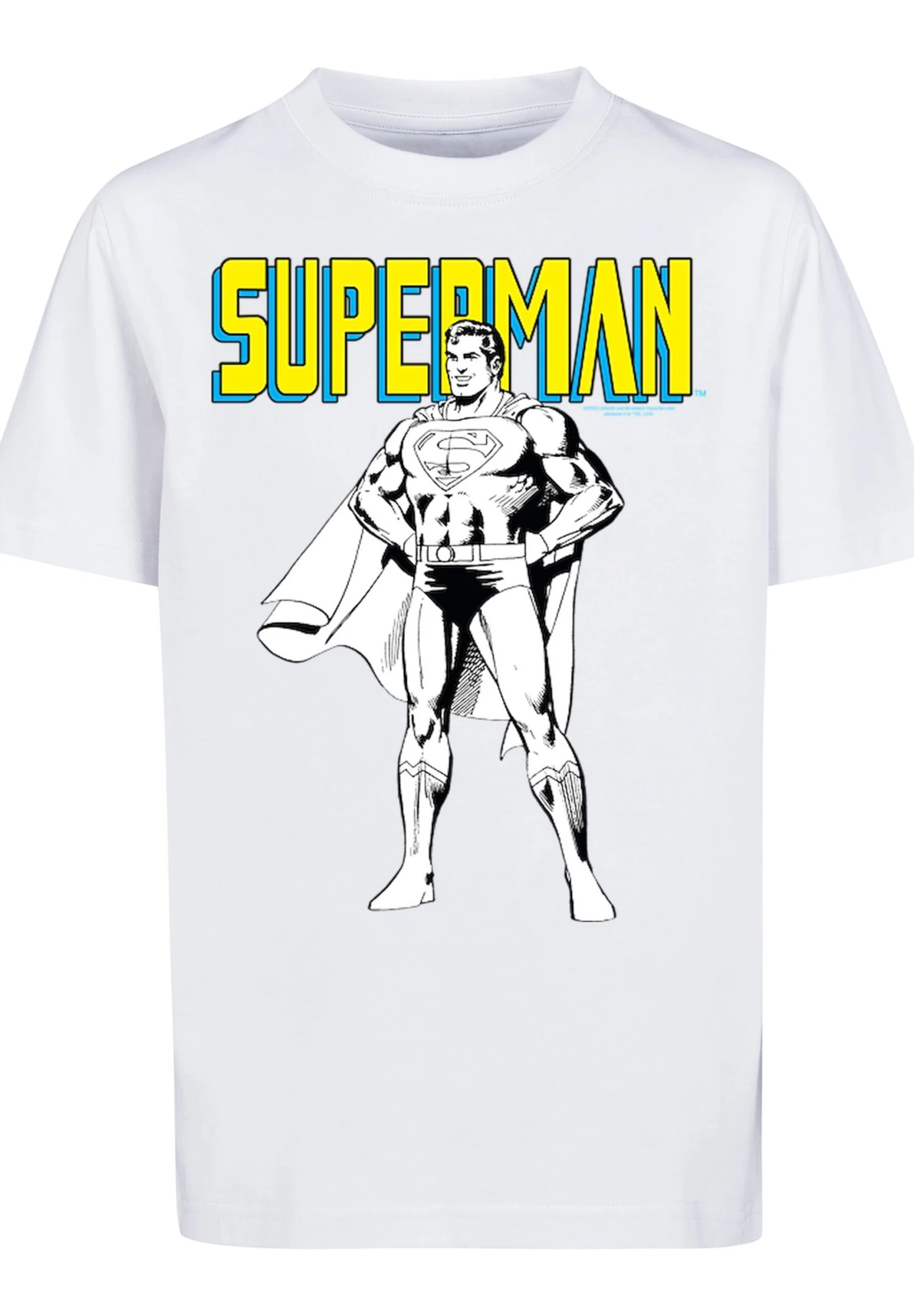 F4NT4STIC Dc Comics Superman Mono Action Pose - T-Shirt Print - White 8 F4NT4STIC Dc Comics Superman Mono Action Pose - T-Shirt Print - White - Afbeelding 6