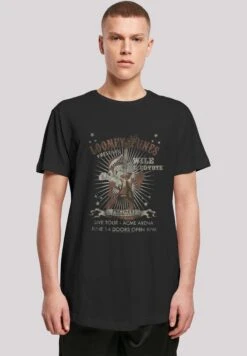 F4NT4STIC Long Cut Looney Tunes Wile E Coyote Guitar - T-Shirt Print - Black
