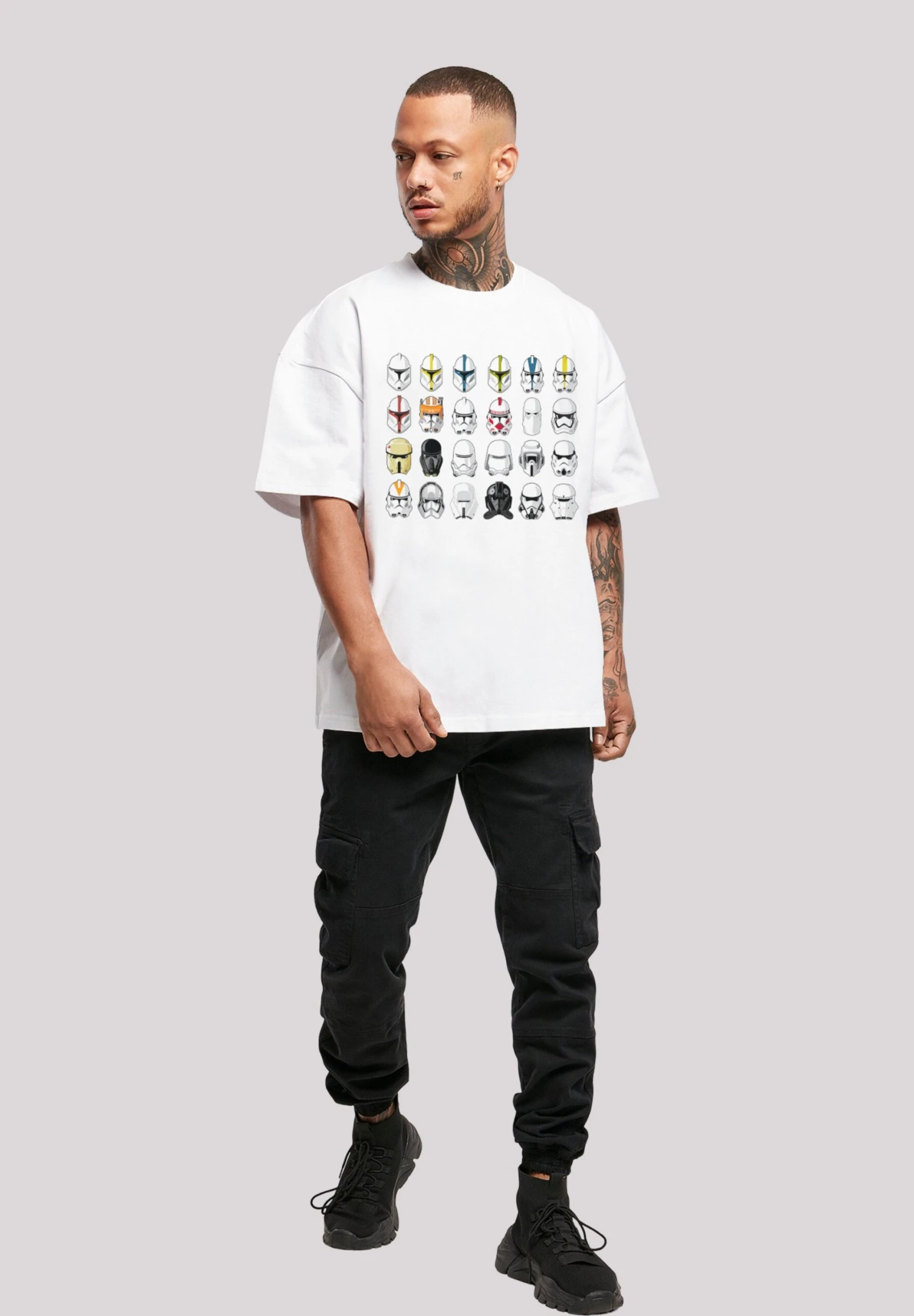 F4NT4STIC Star Wars Stormtrooper Helmets Cad Oversize - T-Shirt Print - White 4 F4NT4STIC Star Wars Stormtrooper Helmets Cad Oversize - T-Shirt Print - White - Afbeelding 2