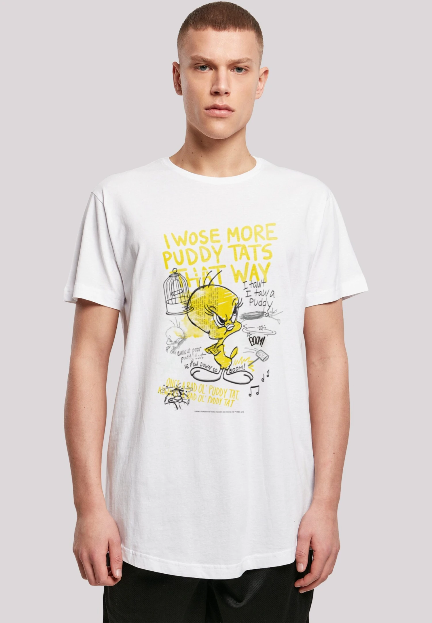 F4NT4STIC Looney Tunes Tweety Pie More Puddy Tats - T-Shirt Print - White 3 F4NT4STIC Looney Tunes Tweety Pie More Puddy Tats - T-Shirt Print - White