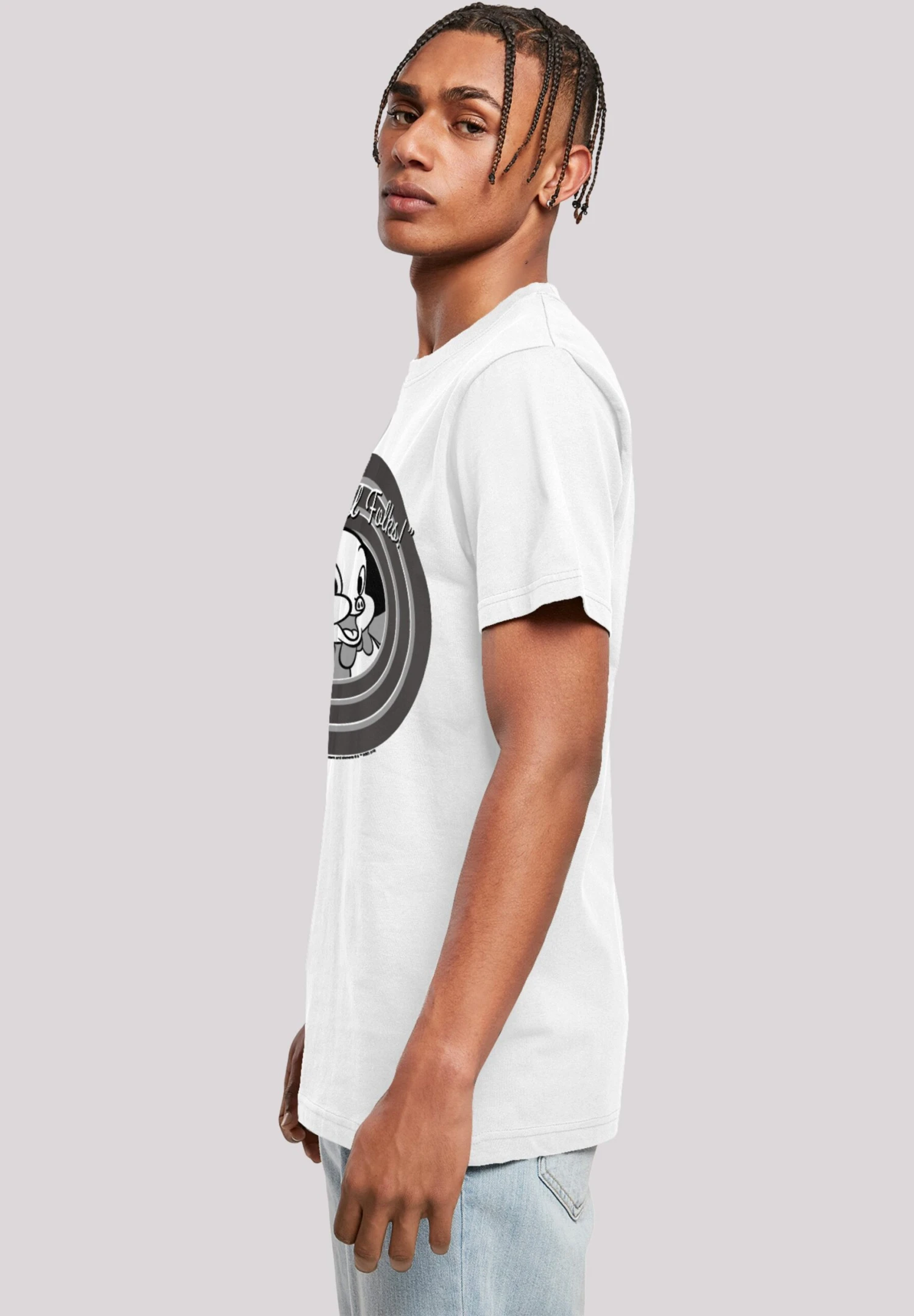 F4NT4STIC Looney Tunes Porky Pig That'S All Folks Schweinchen Dick - T-Shirt Print - White 7 F4NT4STIC Looney Tunes Porky Pig That'S All Folks Schweinchen Dick - T-Shirt Print - White - Afbeelding 5