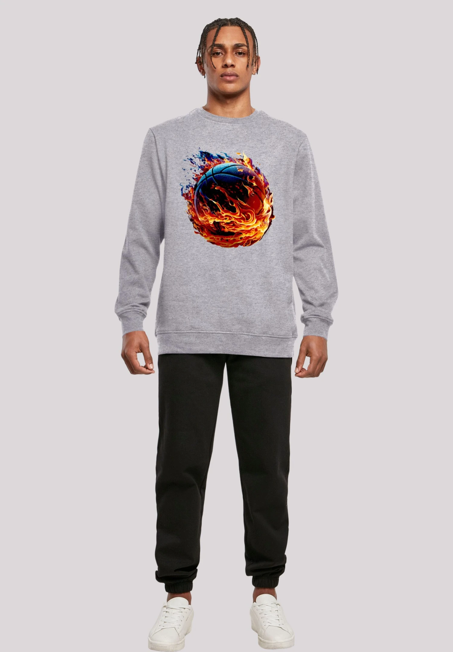 F4NT4STIC Basketball On Fire Sport Crew - Sweater - Heather Grey 4 F4NT4STIC Basketball On Fire Sport Crew - Sweater - Heather Grey - Afbeelding 2