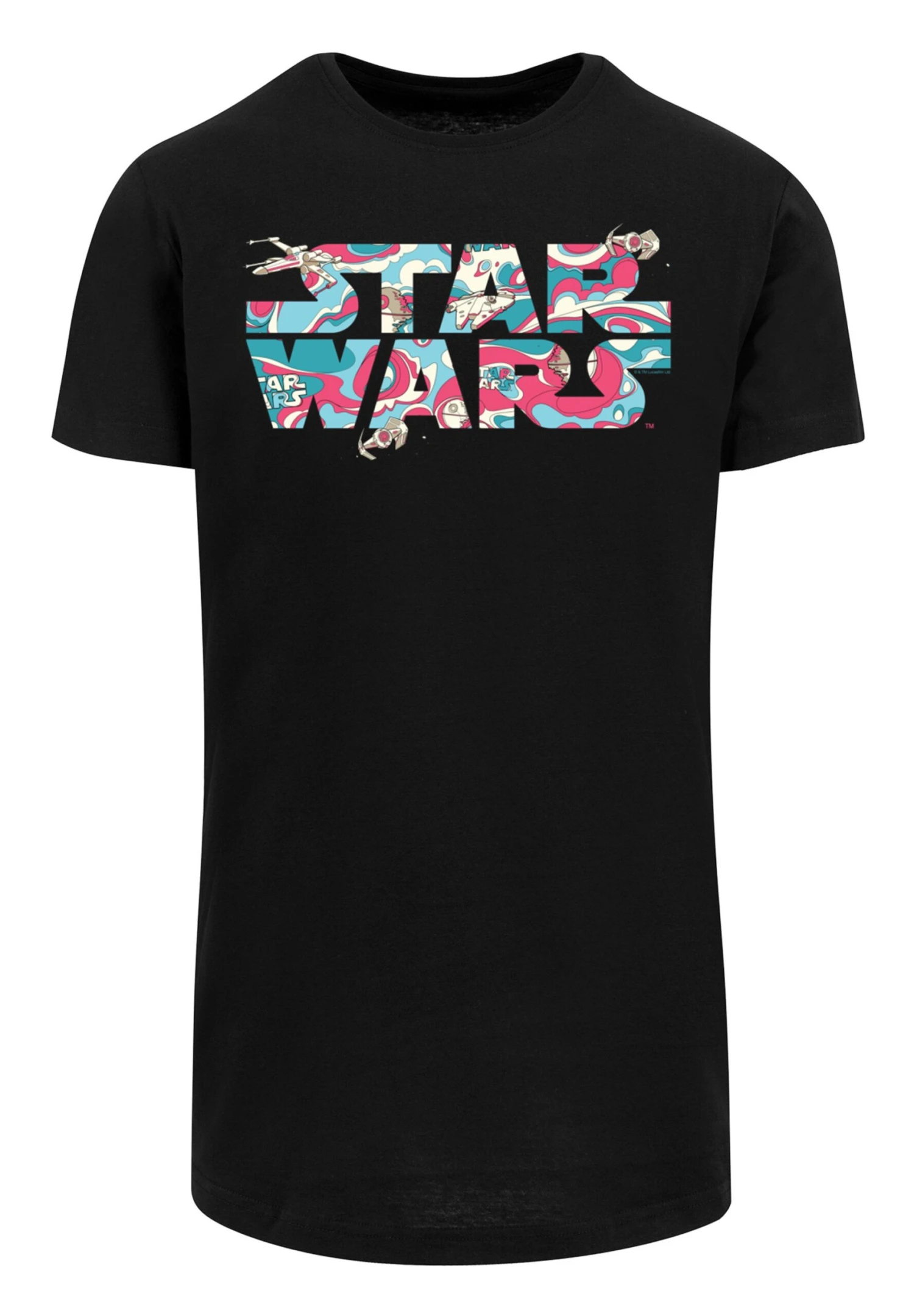 F4NT4STIC Star Wars Wavy Ship Logo - T-Shirt Print - Black 6 F4NT4STIC Star Wars Wavy Ship Logo - T-Shirt Print - Black - Afbeelding 4