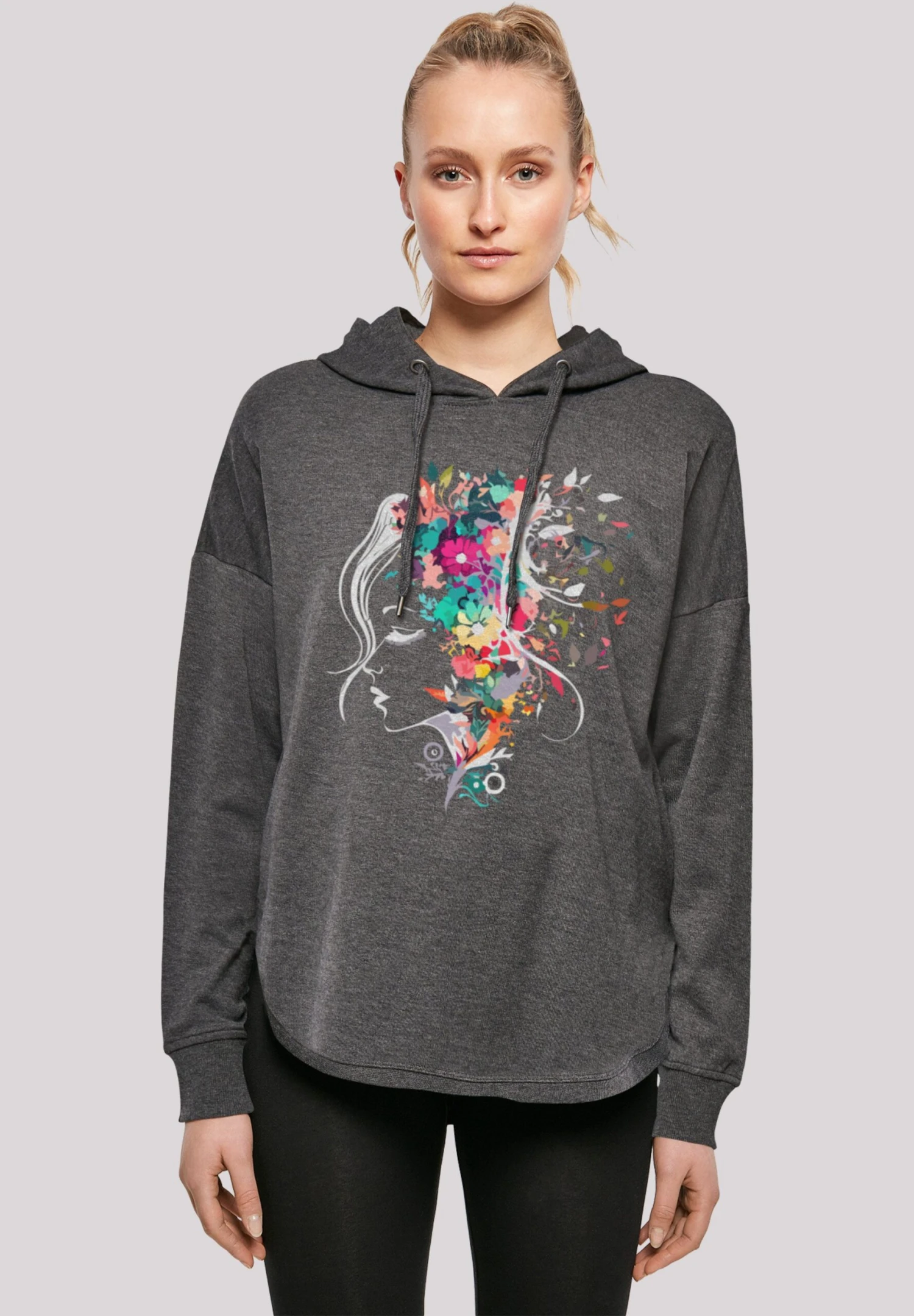 F4NT4STIC Silhouette Bunte Blumen - Hoodie - Charcoal 3 F4NT4STIC Silhouette Bunte Blumen - Hoodie - Charcoal