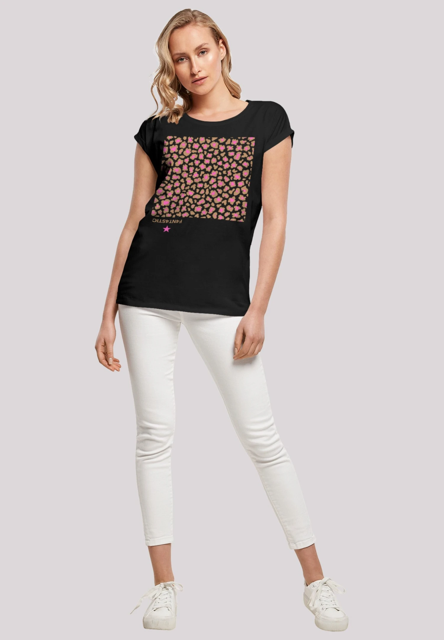 F4NT4STIC Leo Pink - T-Shirt Print - Schwarz 4 F4NT4STIC Leo Pink - T-Shirt Print - Schwarz - Afbeelding 2