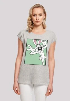 F4NT4STIC Looney Tunes Bugs Bunny Funny Face - T-Shirt Print - Heather Grey