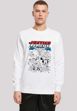 F4NT4STIC Dc Comics Justice League Of America Mono Action Pose - Sweater - White