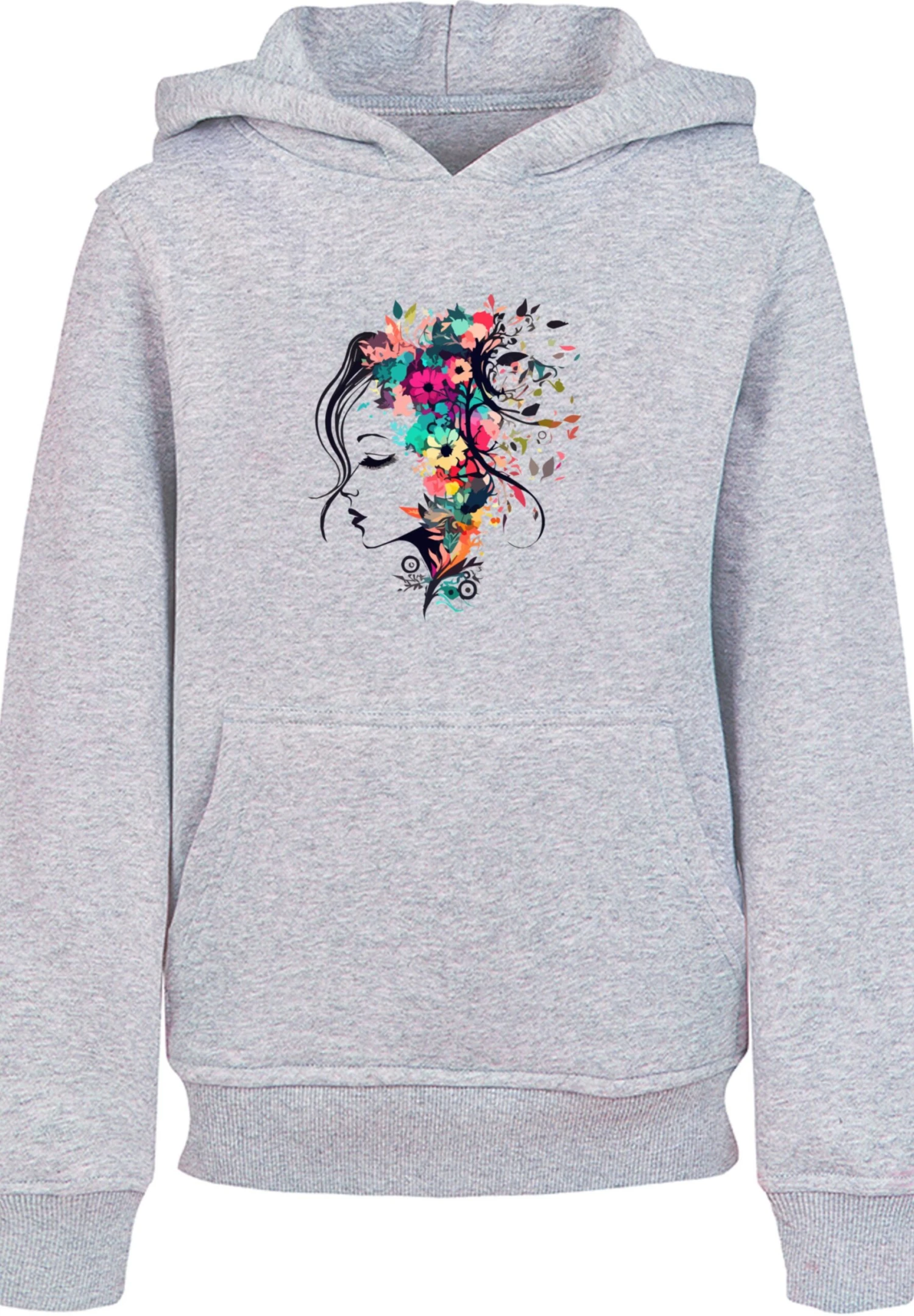 F4NT4STIC Silhouette Bunte Blumen - Hoodie - Heather Grey 8 F4NT4STIC Silhouette Bunte Blumen - Hoodie - Heather Grey - Afbeelding 6
